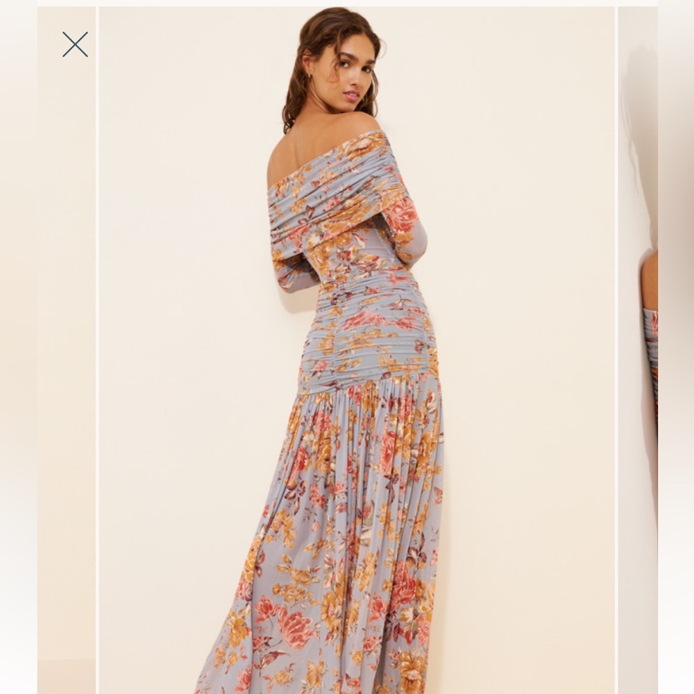 AFRM Floral Long Sleeve Off-Shoulder Dress - Picture 3 of 4